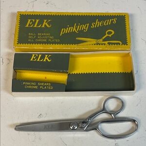 Vintage ELK Chrome Pinking Shears Chrome Plated Model “A” Size 9”